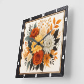 秋のフローラブーケ自然 スクエア壁時計 (傾斜)