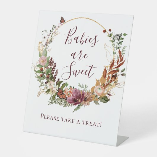秋のフローラベビーは甘い赤ちゃんシャワー 台座サイン (正面)
