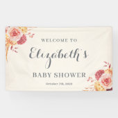 秋のフローラベビーまたはブライダルシャワー歓迎 横断幕 (横)