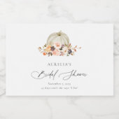 秋のフローラホワイトパンプキンブライダルシャワー スパークリングワインラベル (シングルラベル)