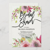 秋のフローラモダンブライダルシャワーへの招待 招待状 (正面/裏面)