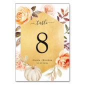 秋のフローララグジュアリー金ゴールドルック秋の結婚式 テーブルナンバー (裏面)