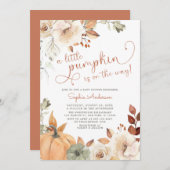 秋のフローラリトルカボチャ秋ベビーシャワーI 招待状 (正面/裏面)