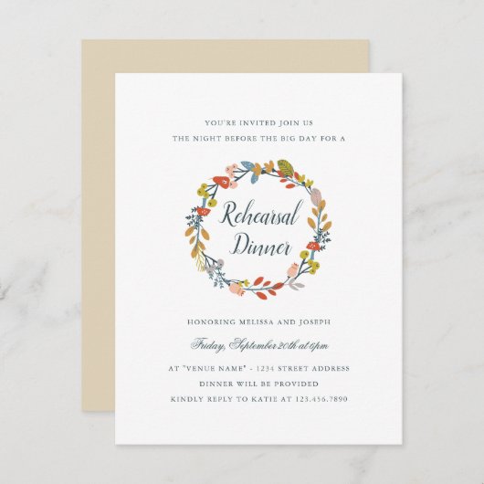 秋のフローラリハーサルディナー 招待状 (正面/裏面)
