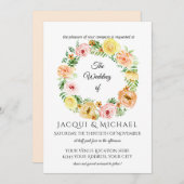 秋のフローラリースイエローnピーチバラリース 招待状 (正面/裏面)