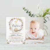 秋のフローラリースカボチャ秋バプテスマ写真 招待状 (スタンド正面)