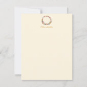 秋のフローラリースセージ書道モノグラム ノートカード (正面)