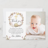 秋のフローラリースバプテスマ写真サンキューカード サンキューカード (正面)