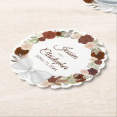 秋のフローラリースラストオレンジ&ピーチ結婚ズ ペーパーコースター (アングル)