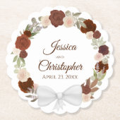 秋のフローラリースラストオレンジ&ピーチ結婚ズ ペーパーコースター (正面)