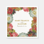 秋のフローラヴィンテージガーランド結婚ズ スタンダードカクテルナプキン (正面)