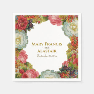 秋のフローラヴィンテージガーランド結婚ズ スタンダードカクテルナプキン