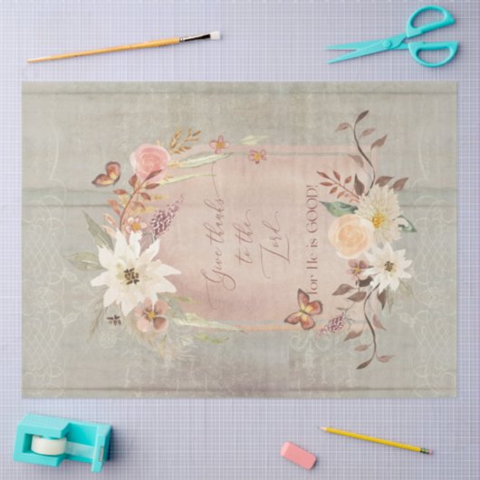 秋のフローラ与え感謝していグレーのデコページ 薄葉紙 (クラフト)