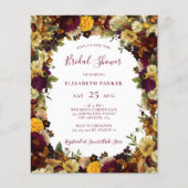 秋のフローラ予算のブライダルシャワー招待 (正面)