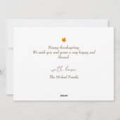 秋のフローラ幸せな感謝祭ファミリー写真 シーズンカード (裏面)