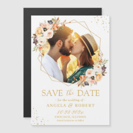 秋のフローラ幾何学的な写真Save the Date Magnet