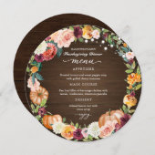 秋のフローラ感謝祭ディナーサークルのメニューカード 招待状 (正面/裏面)