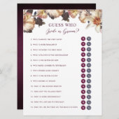 秋のフローラ推測だれか花婿シャワーゲーム 招待状 (正面/裏面)