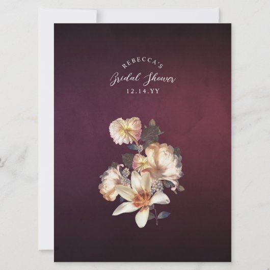 秋のフローラ推測だれか花婿シャワーゲーム 招待状 (裏面)