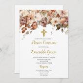 秋のフローラ最初のcomunion招待状 招待状 (正面/裏面)