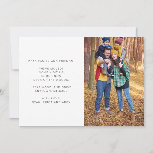 秋のフローラ水の色の家族の写真の移動 案内状 (裏面)