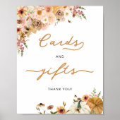 秋のフローラ水彩カボチャのカードとギフト ポスター (正面)