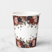 秋のフローラ水彩バラ花 紙コップ (裏面)