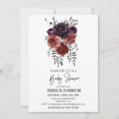 秋のフローラ水彩プラムフラワーハロウィーン 招待状 (正面)