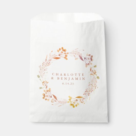 秋のフローラ水彩リースカスタムウェディング フェイバーバッグ (正面)