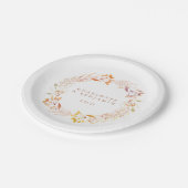 秋のフローラ水彩リースカスタムウェディング ペーパープレート (アングル)