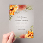 秋のフローラ燃えたオレンジ素朴結婚ズ アクリル招待状 (インサイチュ (ポータブル))