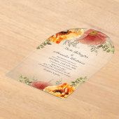 秋のフローラ燃えたオレンジ素朴結婚ズ アクリル招待状 (レイダウン)