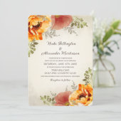 秋のフローラ燃えたオレンジ素朴結婚ズ 招待状 (スタンド正面)