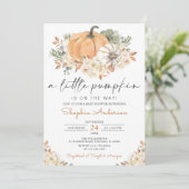 秋のフローラ秋小さなかぼちゃ赤ちゃんシャワー 招待状 (スタンド正面)