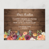 秋のフローラ素朴は私の花嫁の提案である インビテーションポストカード (裏面)