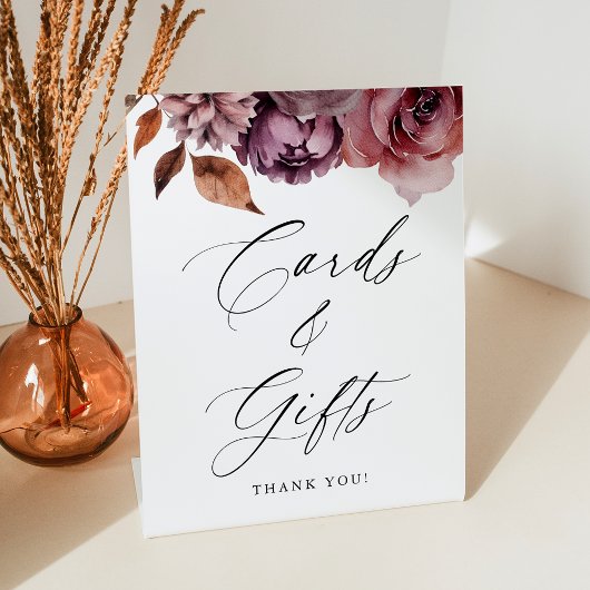 秋のフローラ素朴ウエディングカードとギフト 台座サイン