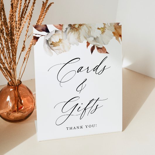 秋のフローラ素朴ウエディングカードとギフト 台座サイン