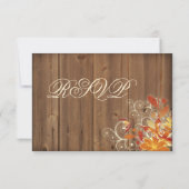 秋のフローラ素朴ウッド秋の結婚式RSVPカード 出欠カード (裏面)