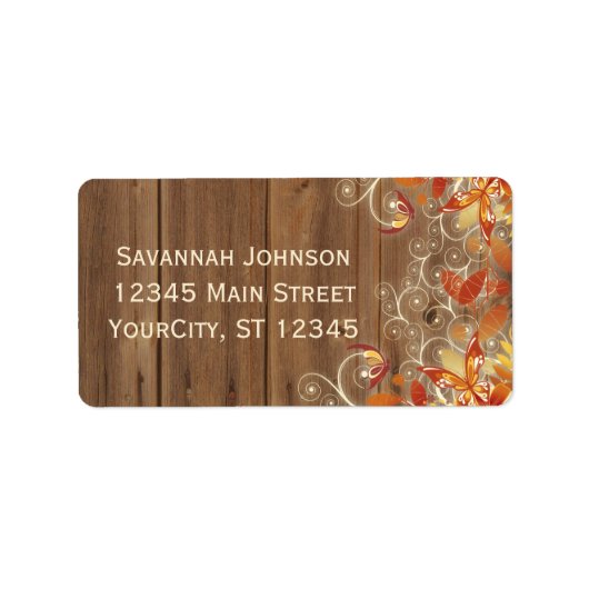 秋のフローラ素朴ウッド秋住所 シール (正面)