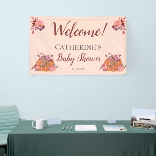 秋のフローラ素朴カボチャ赤ちゃんシャワーへようこそ 横断幕 (トレードショー)