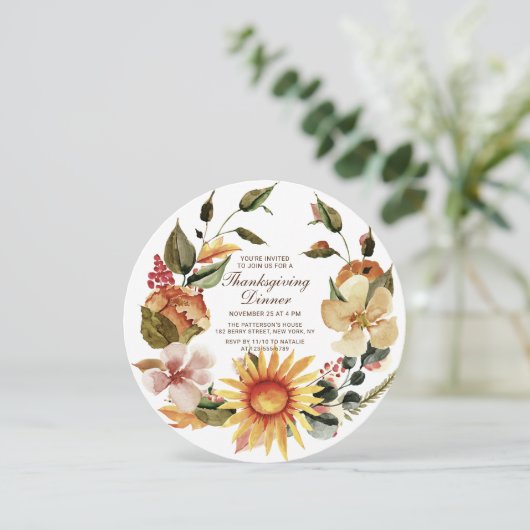 秋のフローラ素朴リース感謝祭ディナー 招待状 (スタンド正面)