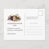 秋のフローラ素朴感謝祭ディナー インビテーションポストカード (裏面)