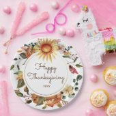 秋のフローラ素朴感謝祭ディナー ペーパープレート (パーティー)