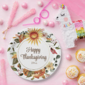 秋のフローラ素朴感謝祭ディナー ペーパープレート (パーティー)