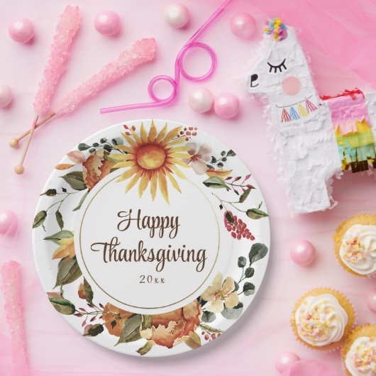 秋のフローラ素朴感謝祭ディナー ペーパープレート (パーティー)