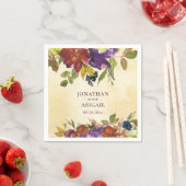 秋のフローラ紫の燃えたオレンジの緑結婚の色 スタンダードカクテルナプキン (インサイチュ)