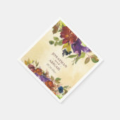 秋のフローラ紫の燃えたオレンジの緑結婚の色 スタンダードカクテルナプキン (角)