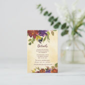 秋のフローラ紫の燃えたオレンジ色の黄結婚色 エンクロージャーカード (スタンド正面)