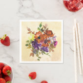 秋のフローラ紫色の青焦げたオレンジ色の水色 スタンダードカクテルナプキン (インサイチュ)