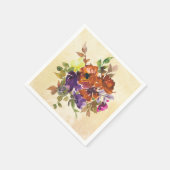 秋のフローラ紫色の青焦げたオレンジ色の水色 スタンダードカクテルナプキン (角)